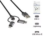 USB 3in1 HQ data/charging Cable, 1,00m
